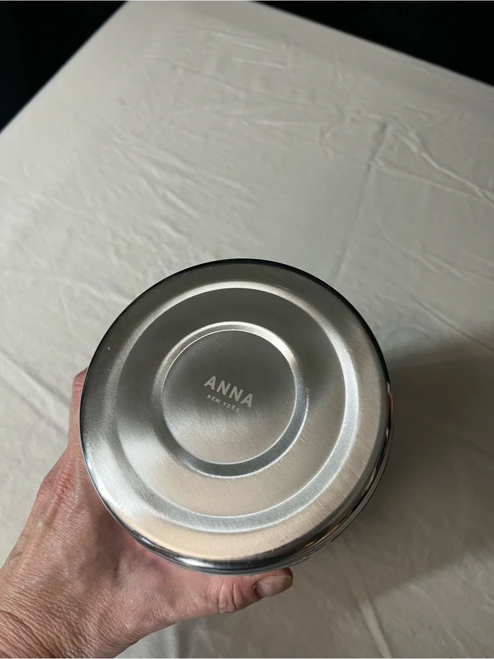 Anna Stainless Steel Wine Bucket with Mother-of-Pearl Mosaic - Silver/Cream